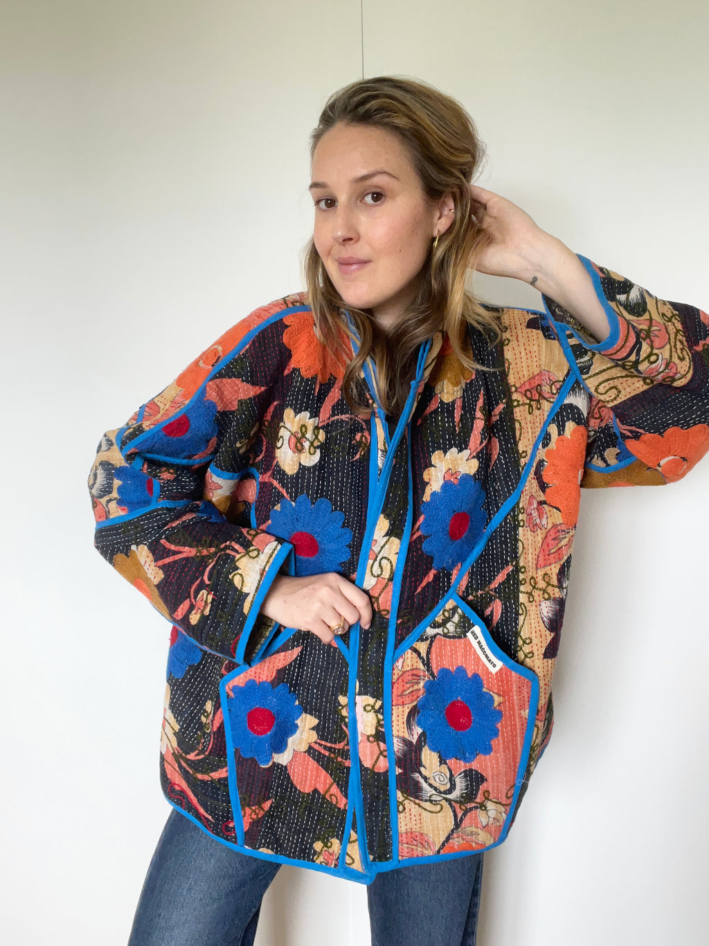 Veste Kantha Brodée Réversible — Pièce Unique N°14