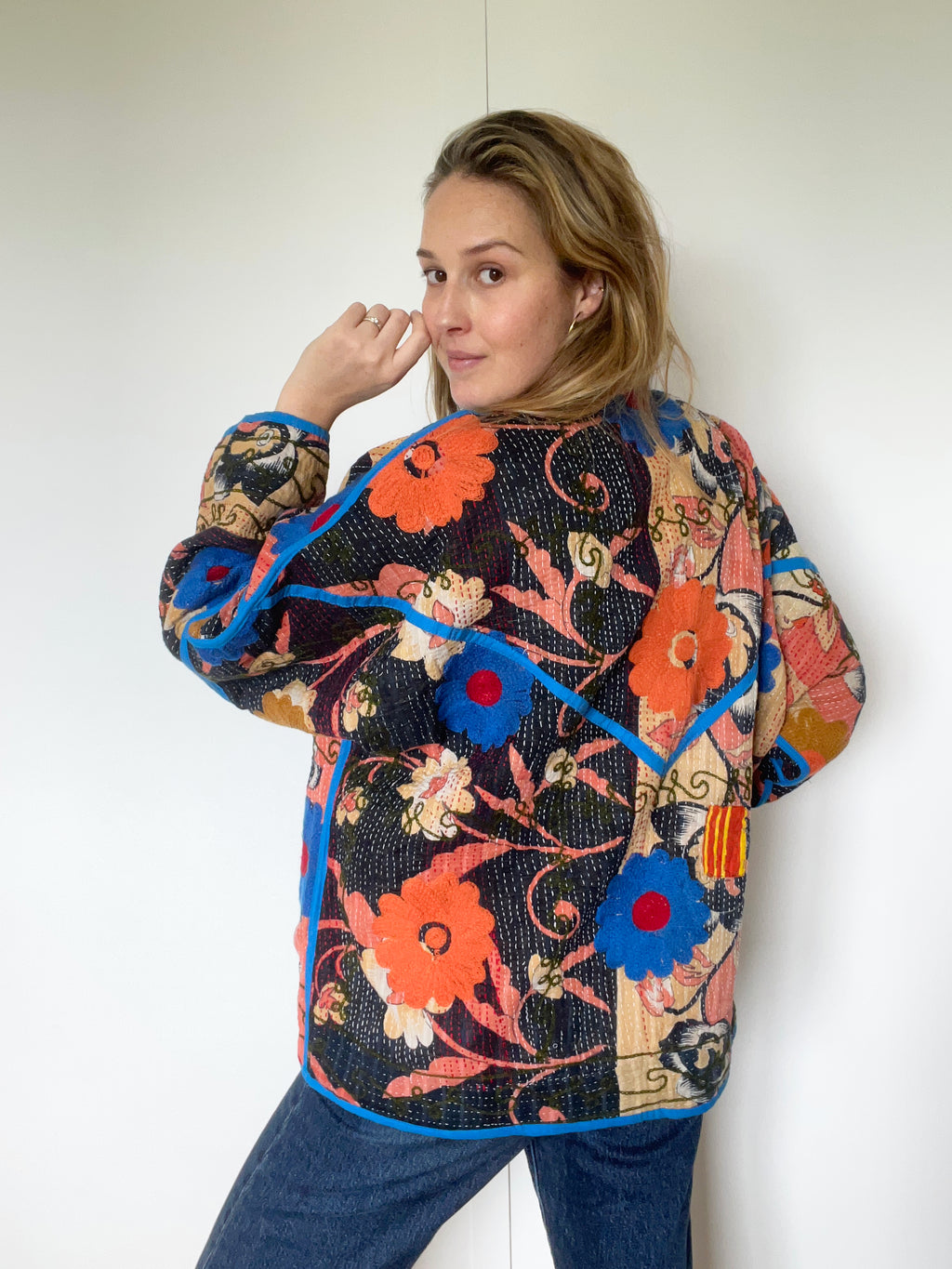 Veste Kantha Brodée Réversible — Pièce Unique N°14