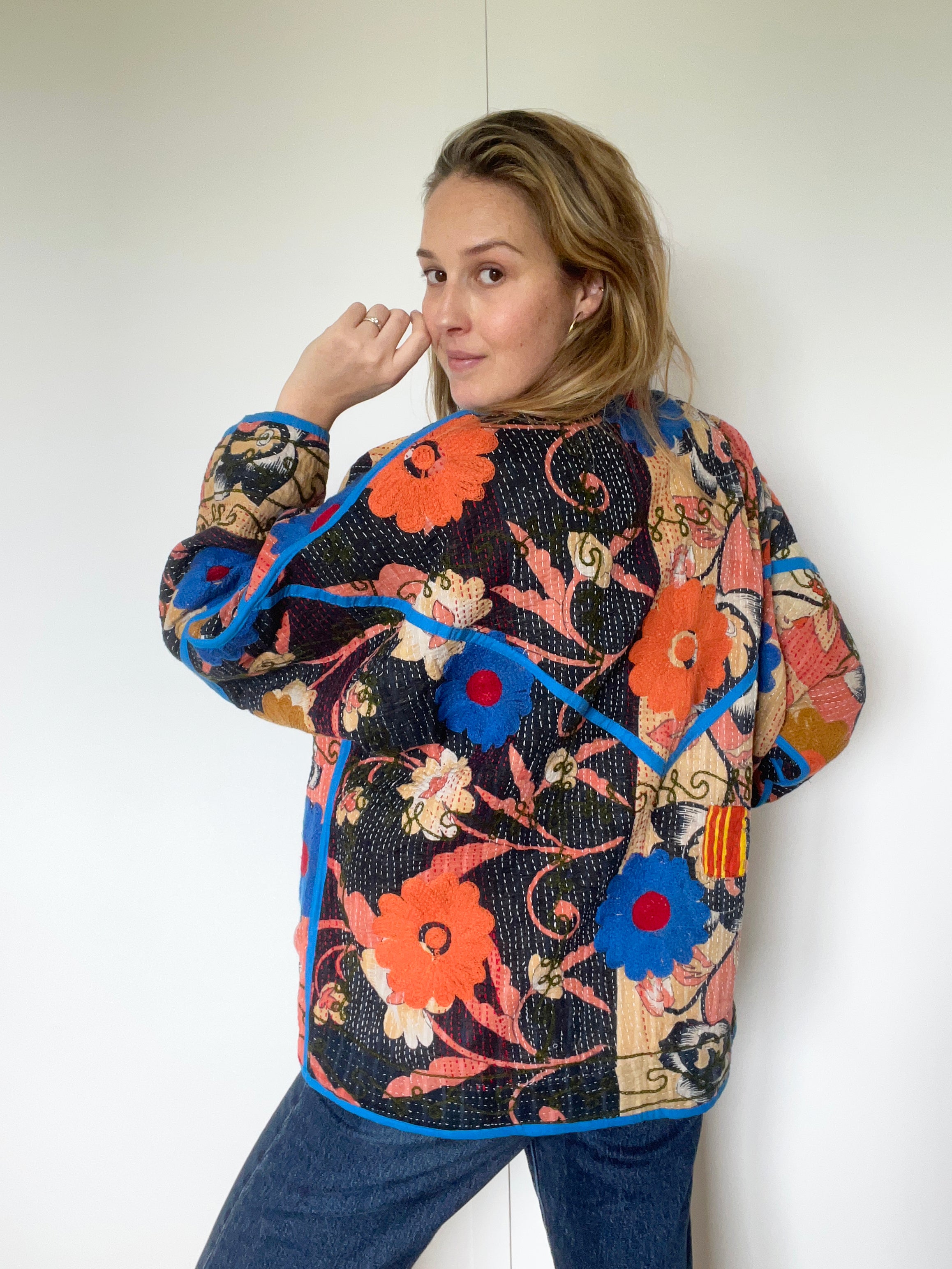 Veste Kantha Brodée Réversible — Pièce Unique N°14