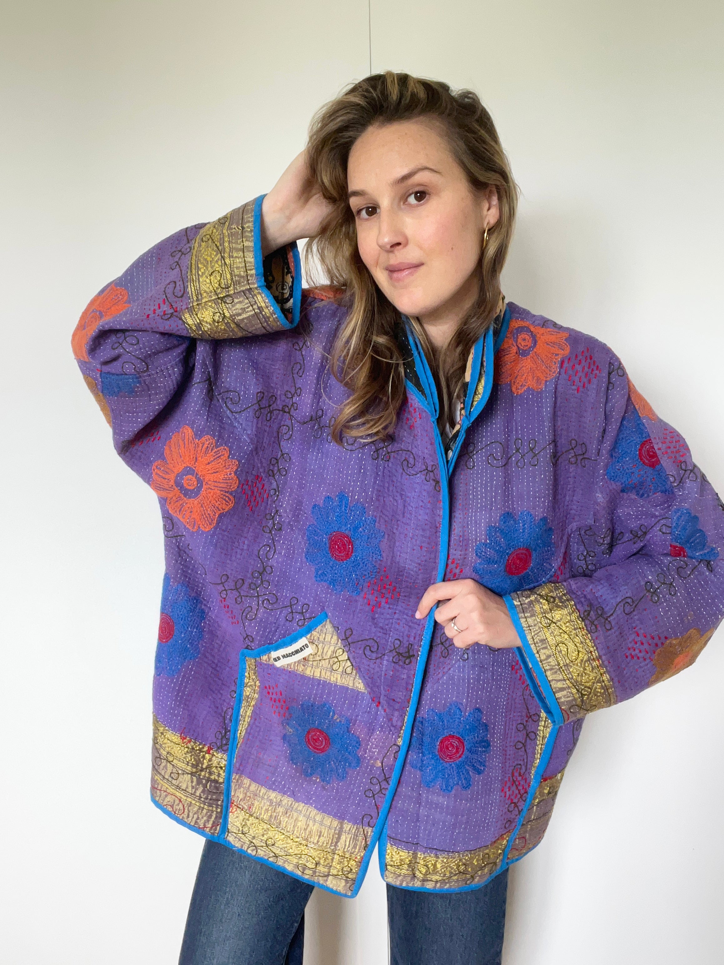 Veste Kantha Brodée Réversible — Pièce Unique N°14