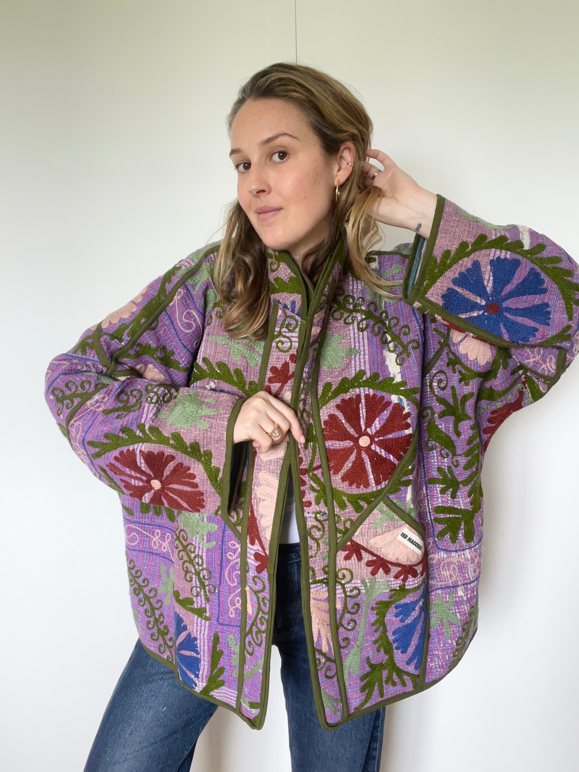 Veste Kantha Brodée Réversible — Pièce Unique N°10