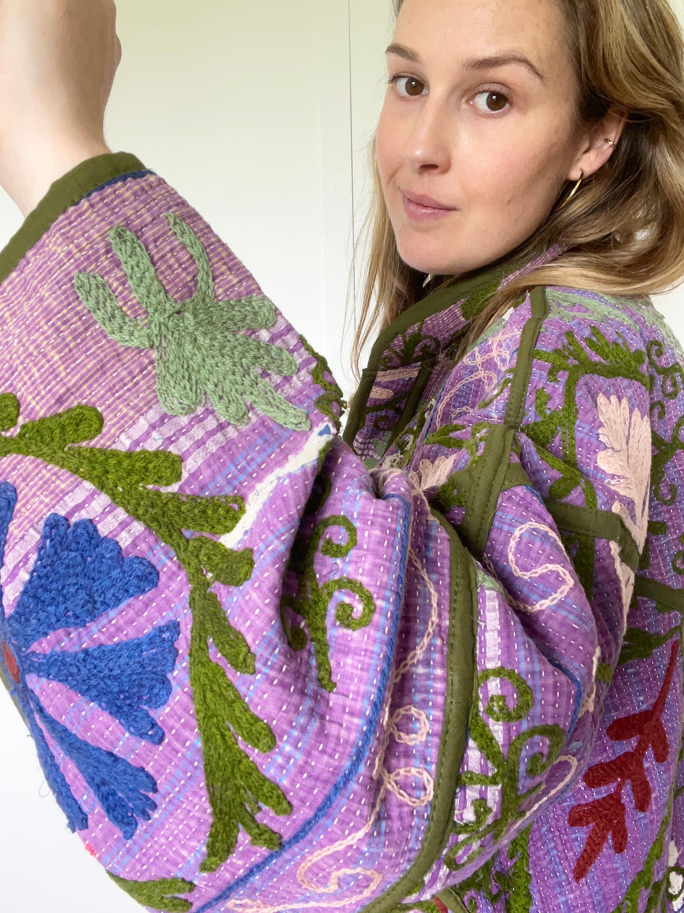 Veste Kantha Brodée Réversible — Pièce Unique N°10