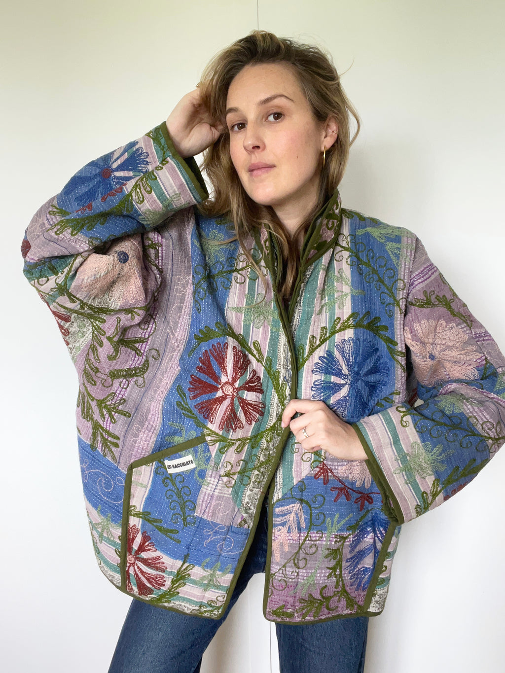 Veste Kantha Brodée Réversible — Pièce Unique N°10