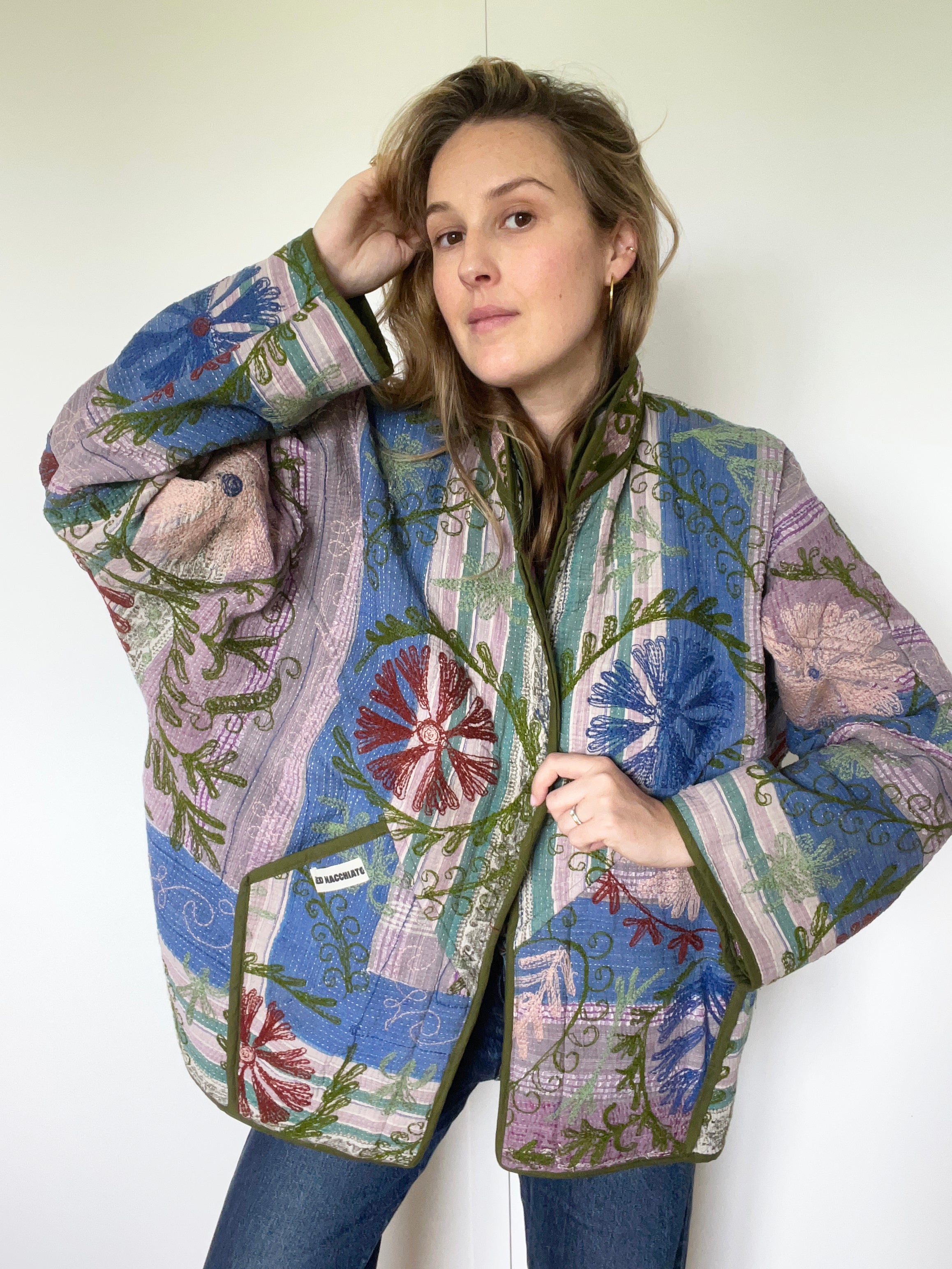 Veste Kantha Brodée Réversible — Pièce Unique N°10