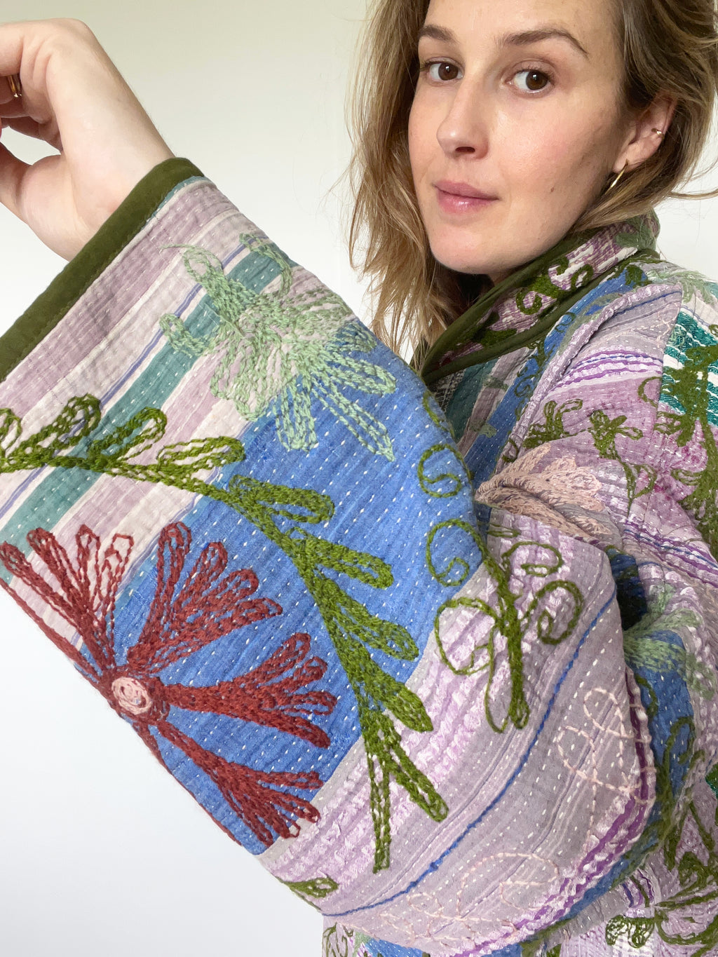 Veste Kantha Brodée Réversible — Pièce Unique N°10