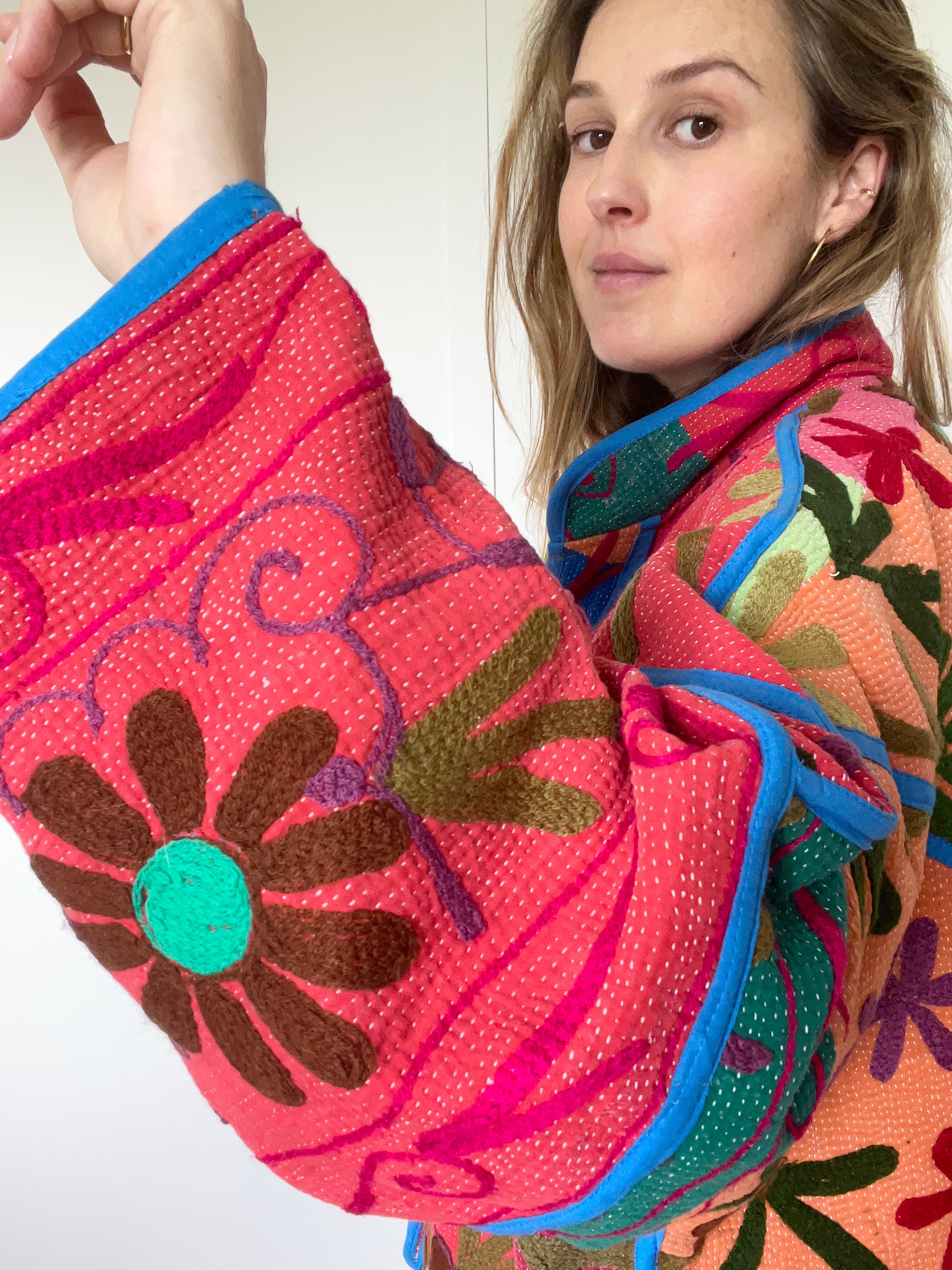 Veste Kantha Brodée Réversible — Pièce Unique N°30