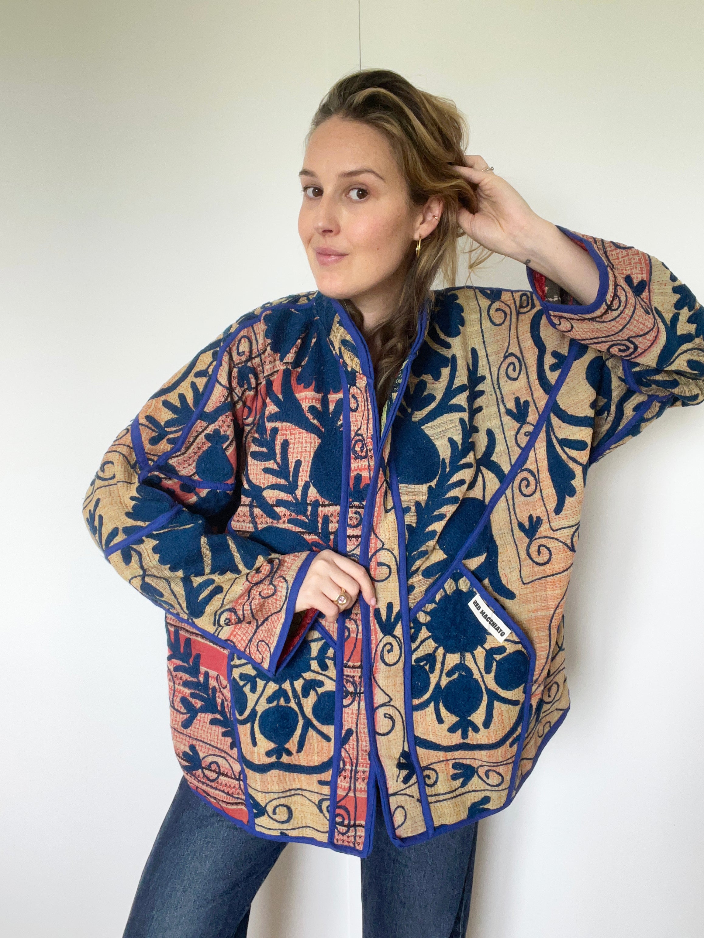 Veste Kantha Brodée Réversible — Pièce Unique N°18