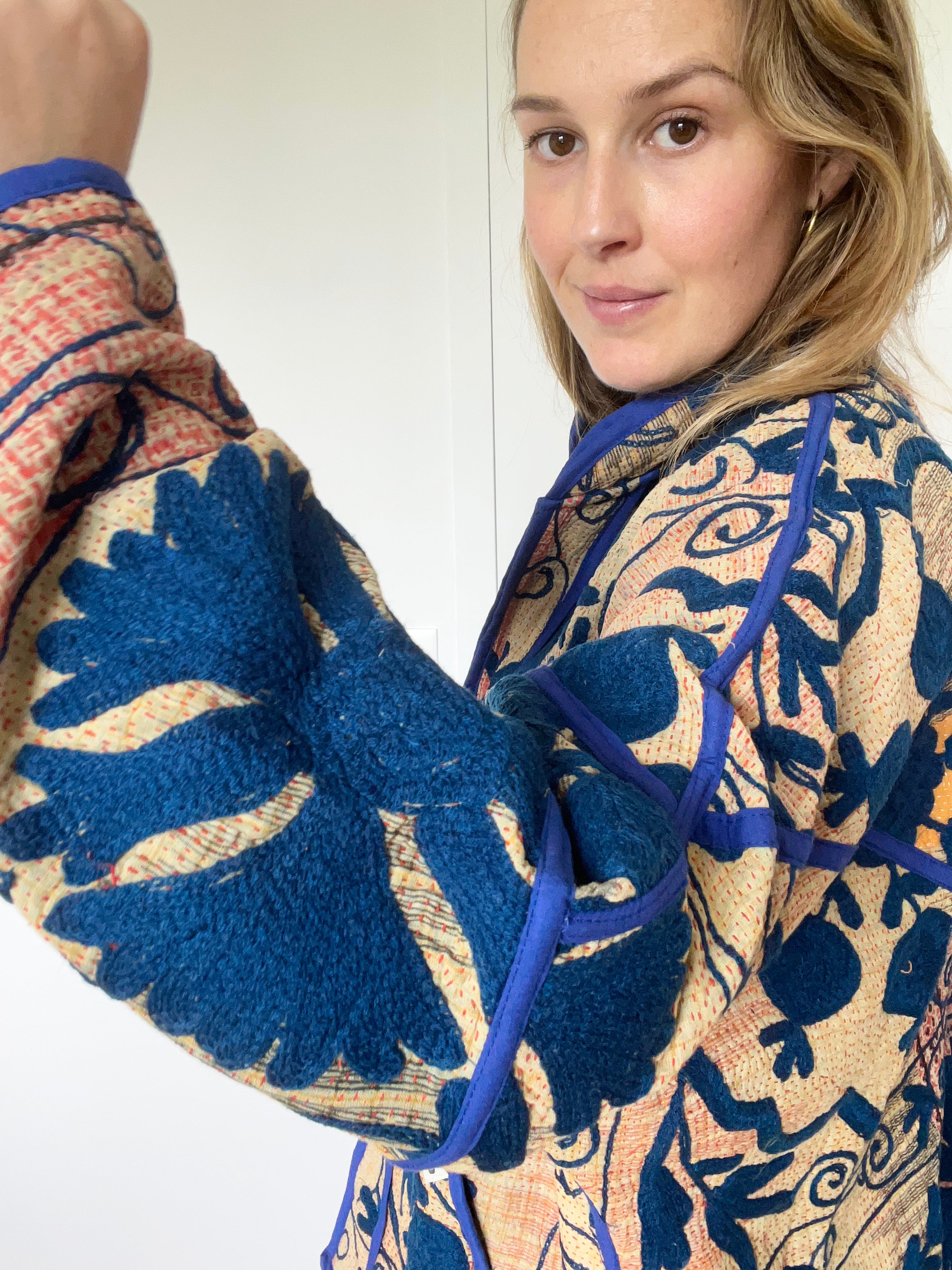 Veste Kantha Brodée Réversible — Pièce Unique N°18