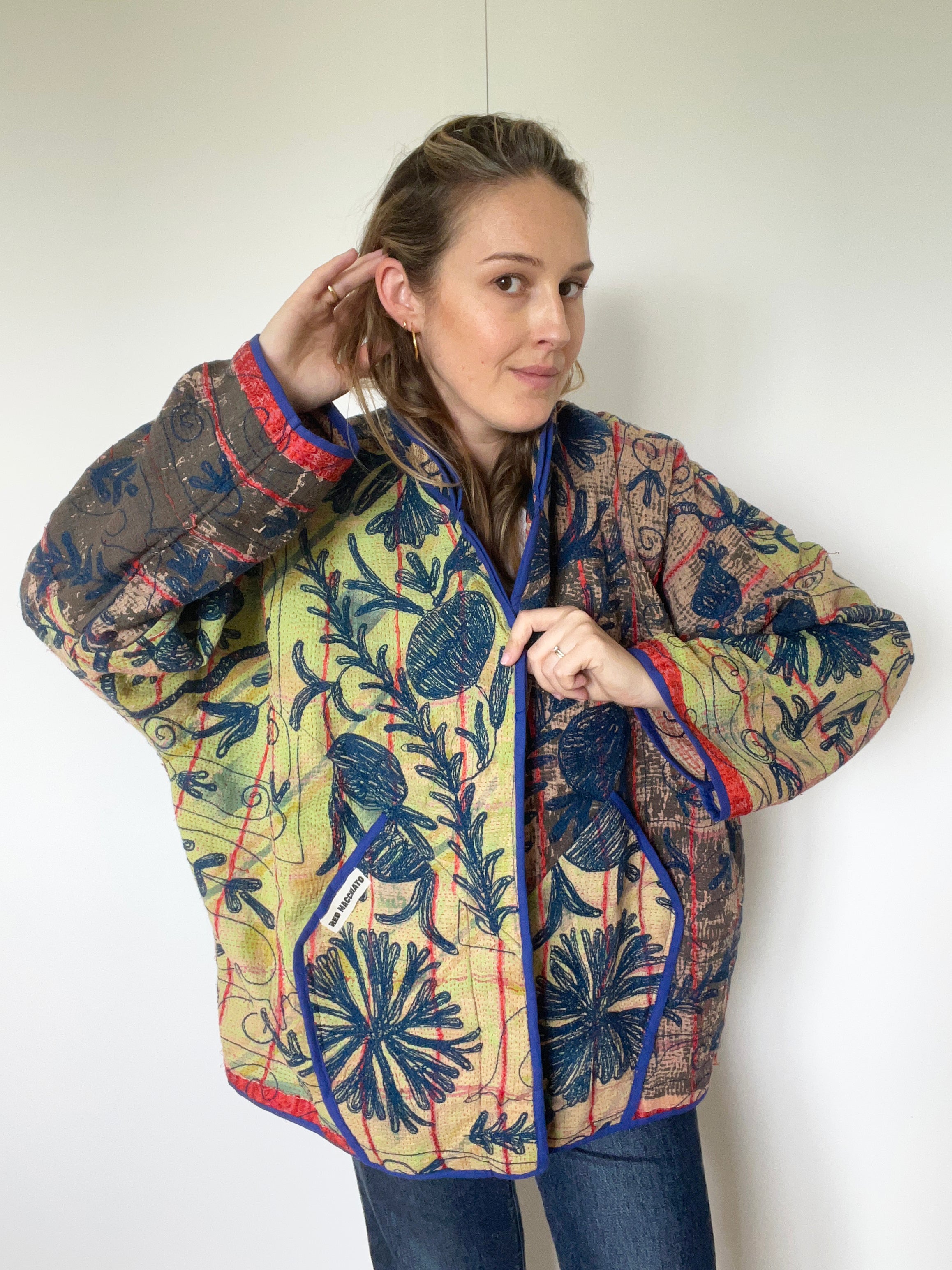 Veste Kantha Brodée Réversible — Pièce Unique N°18