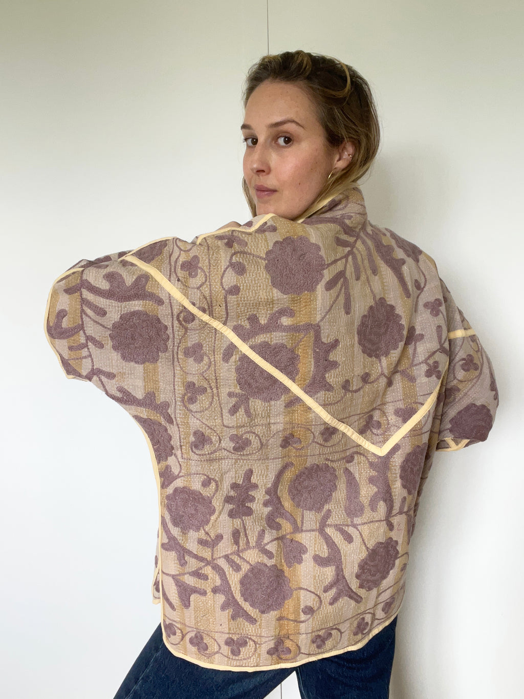 Veste Kantha Brodée Réversible — Pièce Unique N°15