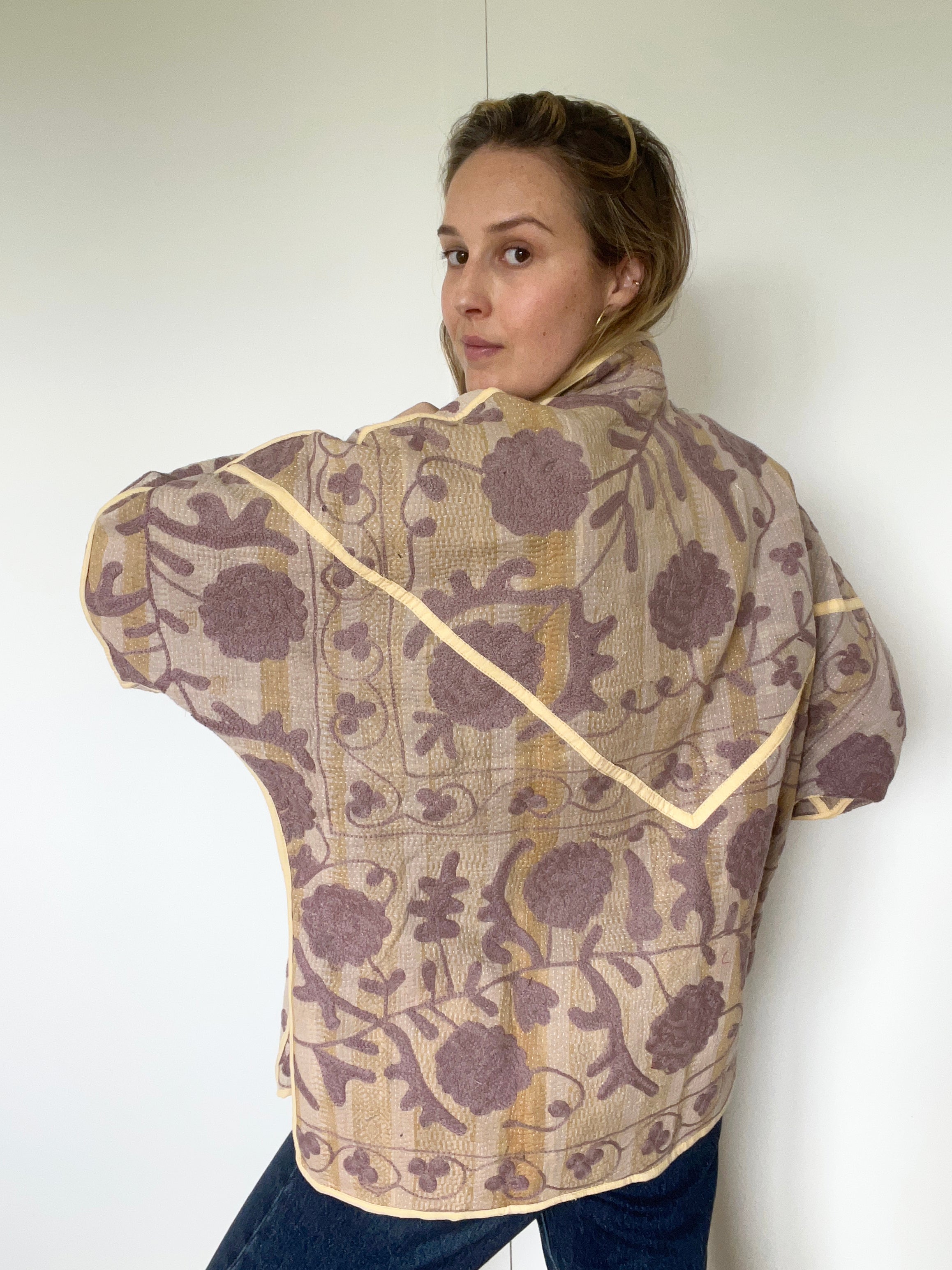 Veste Kantha Brodée Réversible — Pièce Unique N°15