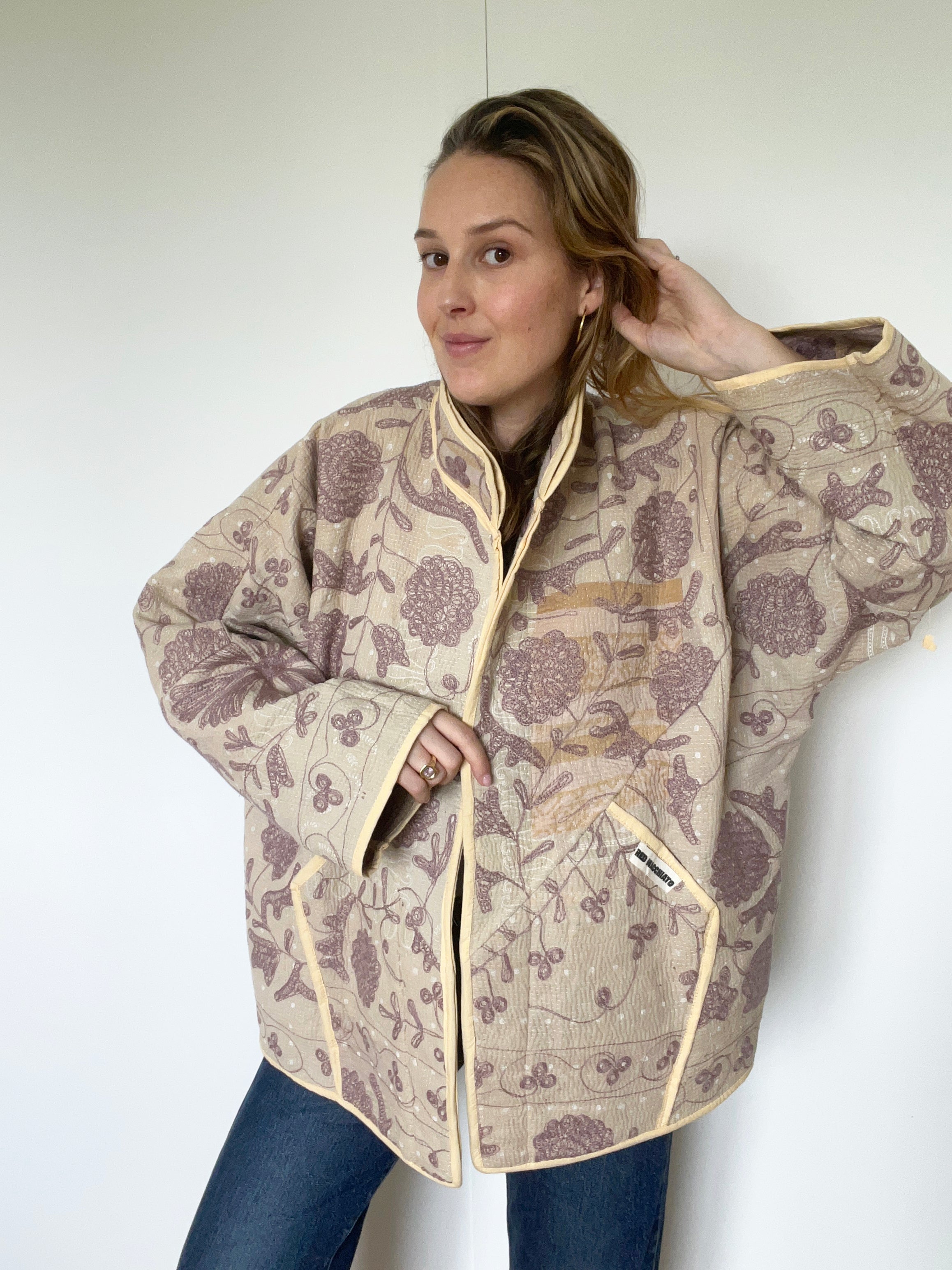 Veste Kantha Brodée Réversible — Pièce Unique N°15