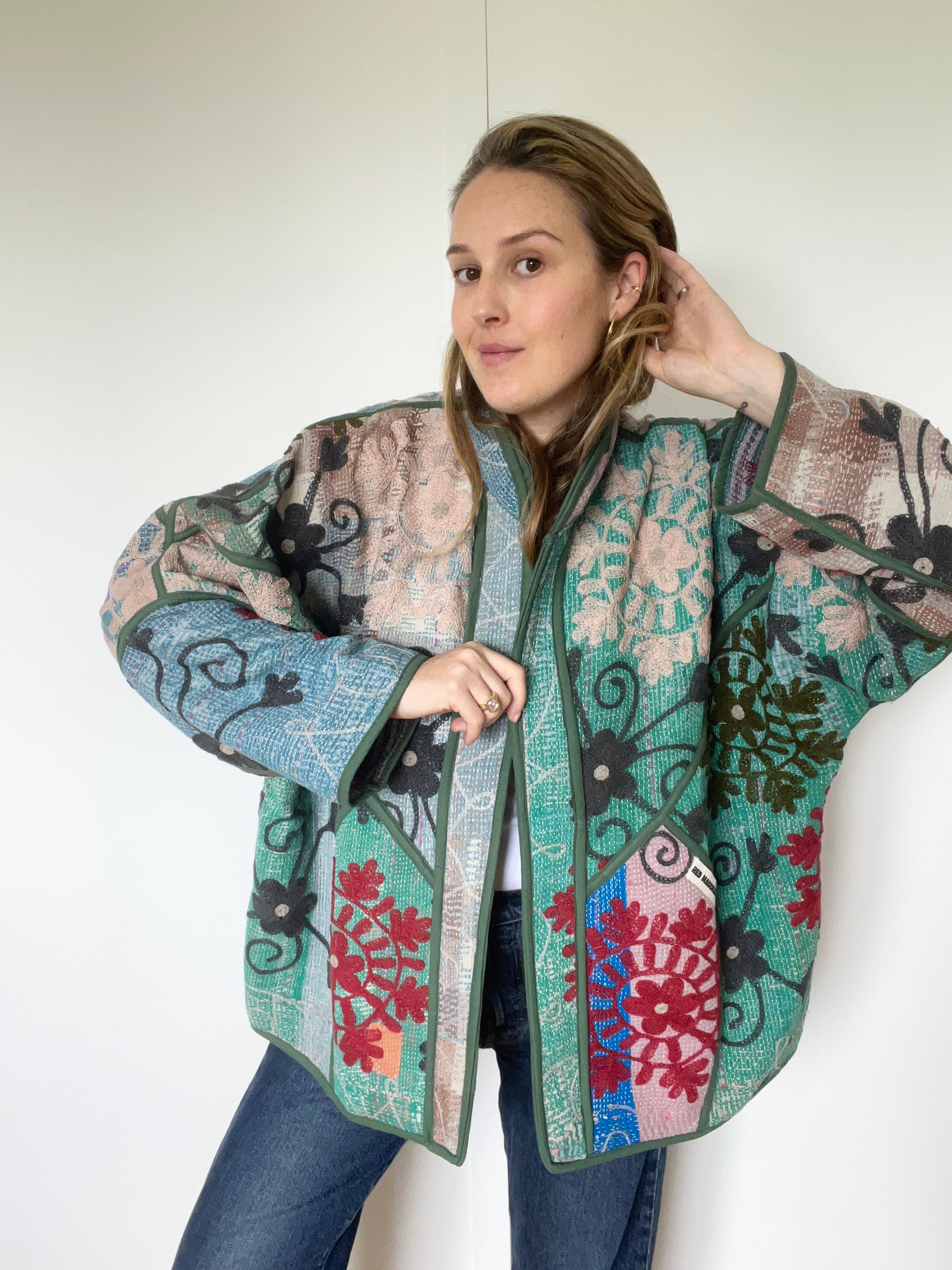 Veste Kantha Brodée Réversible — Pièce Unique N°19