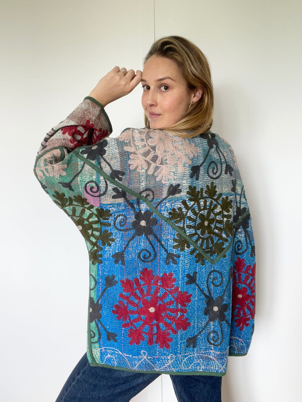 Veste Kantha Brodée Réversible — Pièce Unique N°19