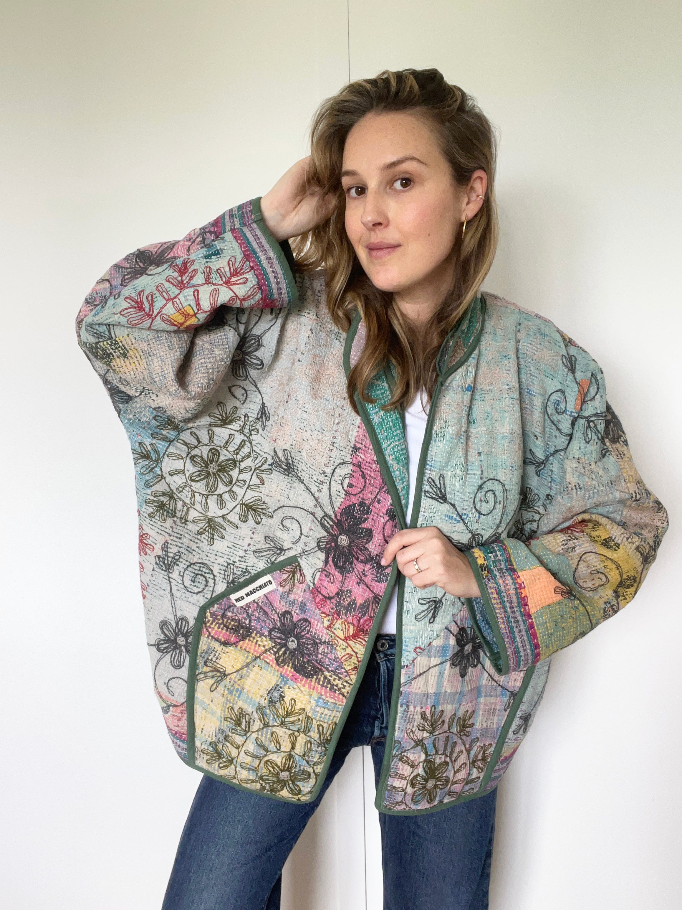 Veste Kantha Brodée Réversible — Pièce Unique N°19