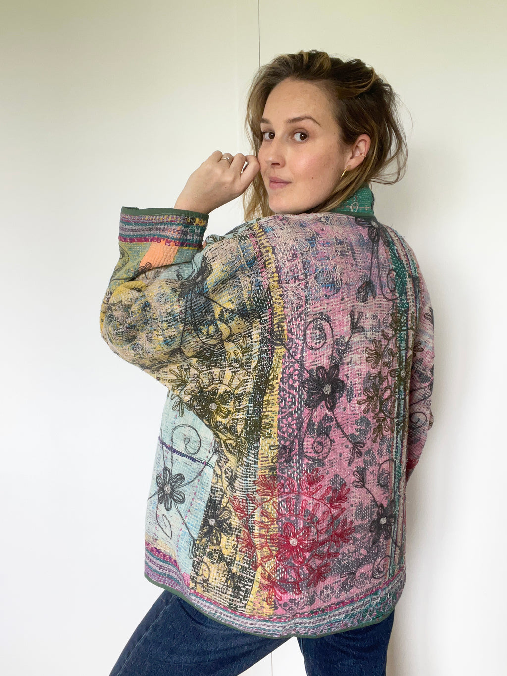 Veste Kantha Brodée Réversible — Pièce Unique N°19