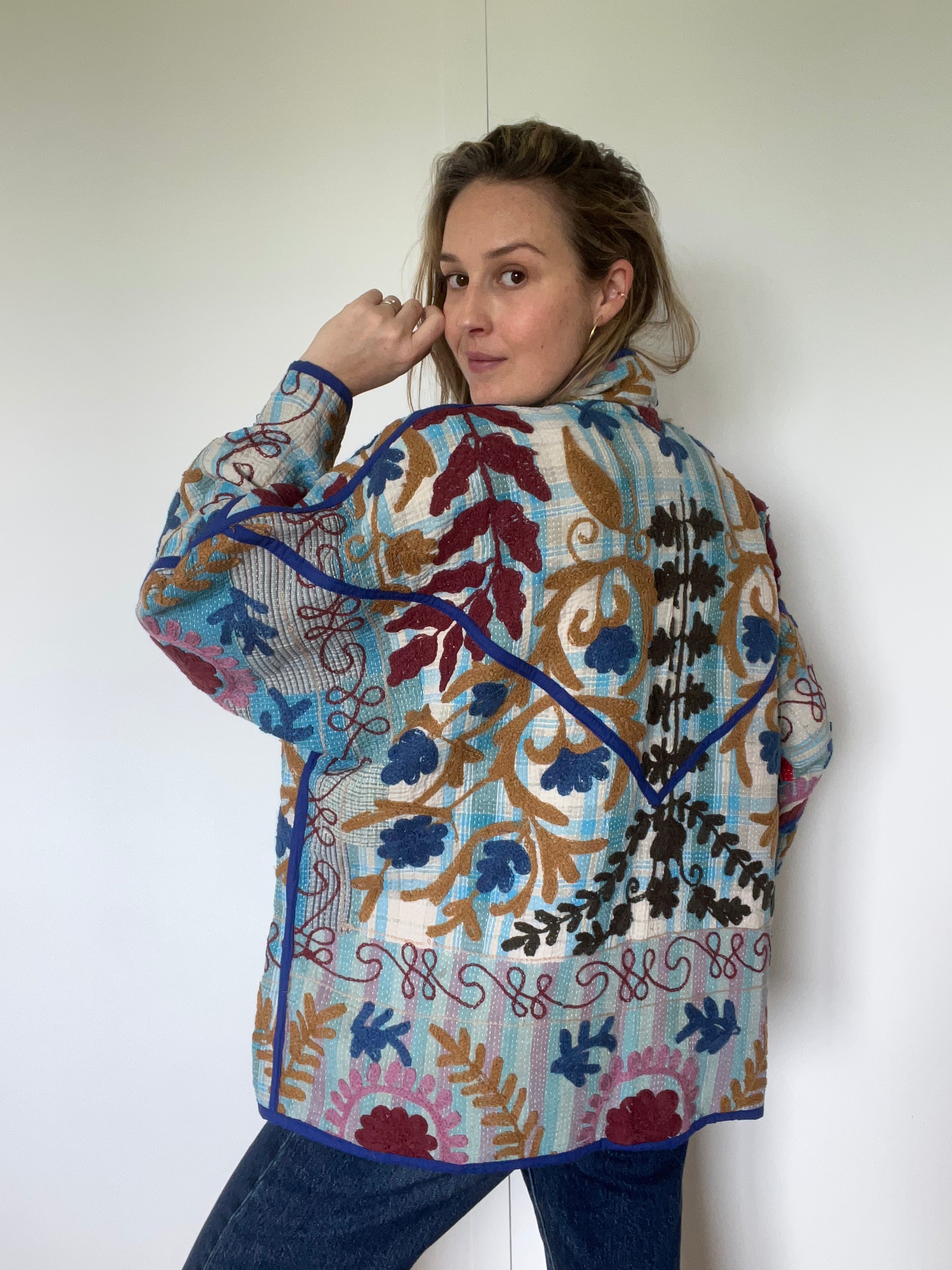 Veste Kantha Brodée Réversible — Pièce Unique N°29