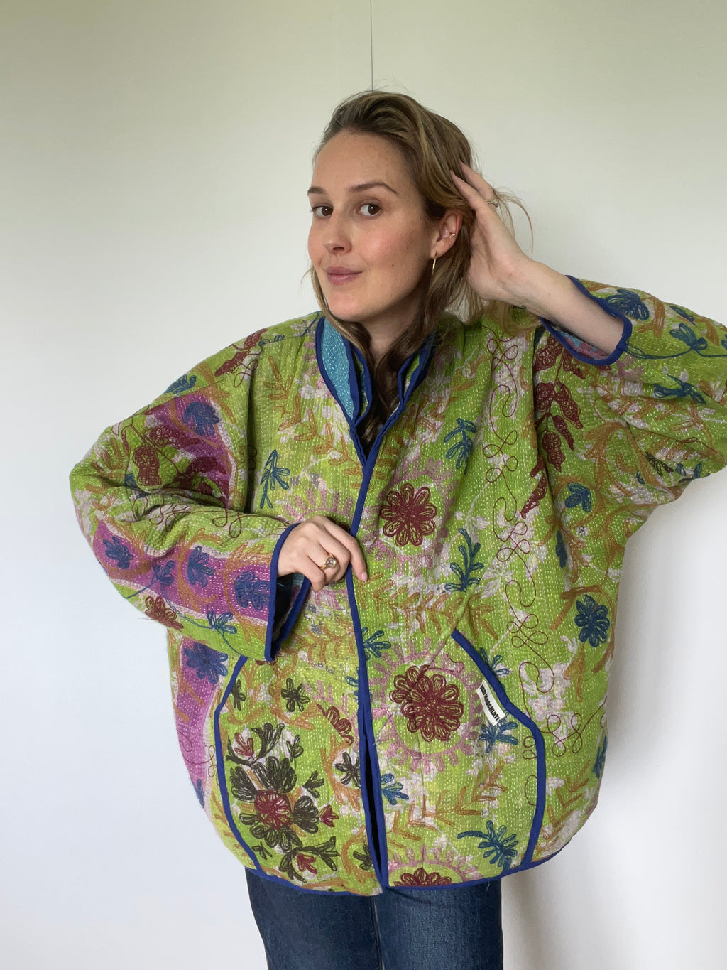 Veste Kantha Brodée Réversible — Pièce Unique N°29