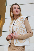 Gilet Réversible Crème Léopard