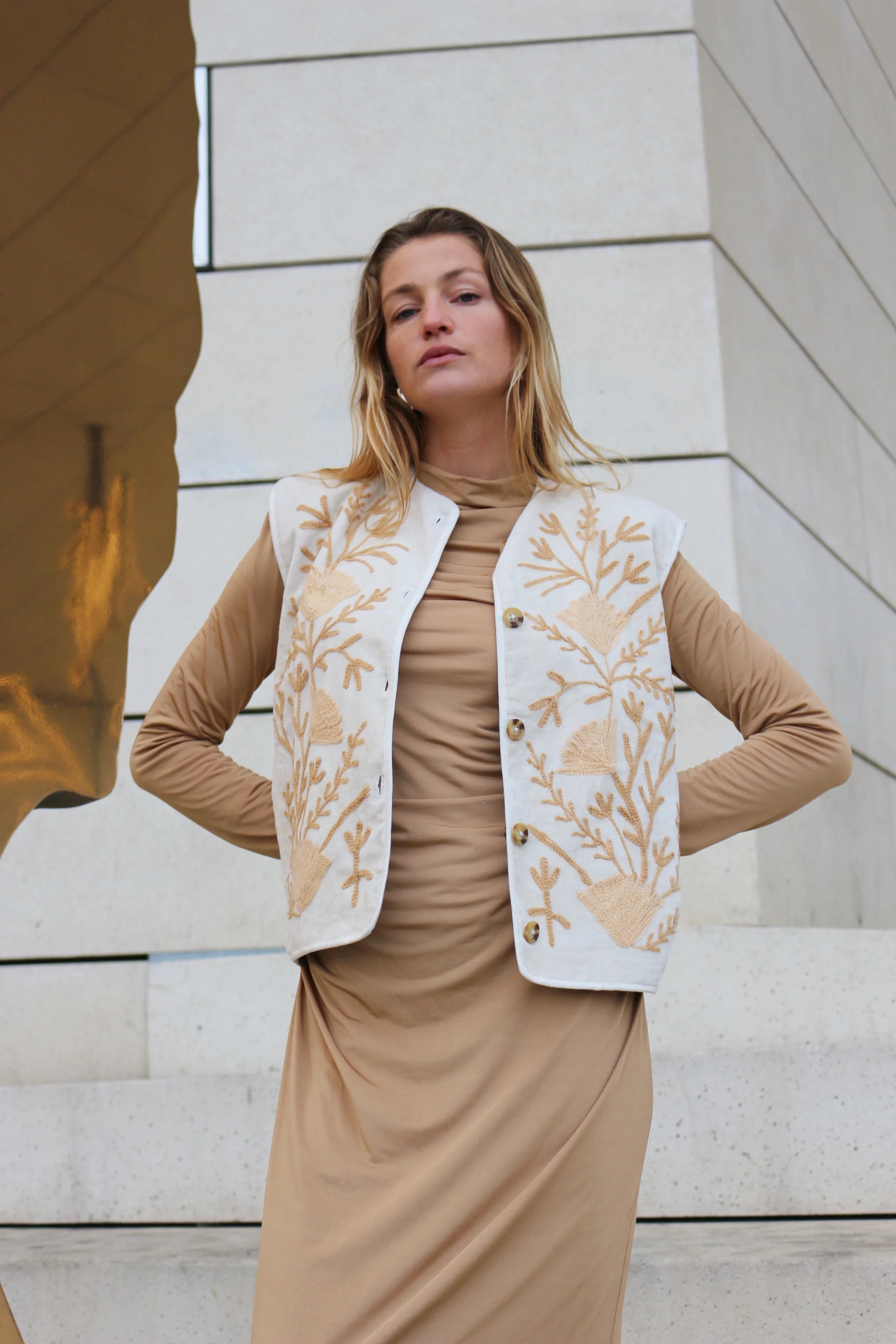 Gilet Réversible Crème Léopard