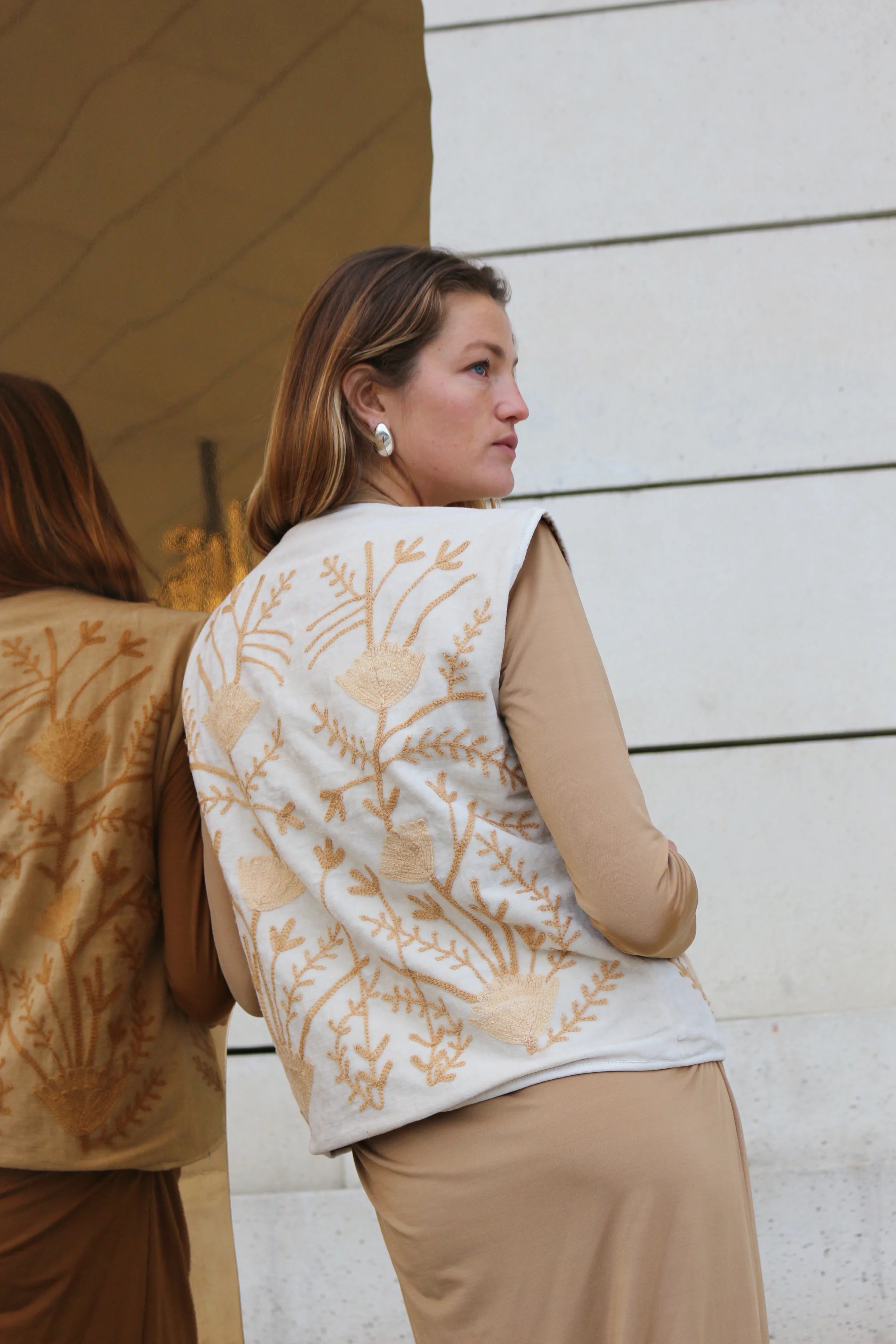 Gilet Réversible Crème Léopard