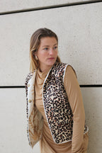 Gilet Réversible Crème Léopard