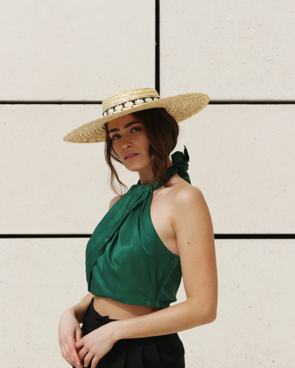 CHAPEAU CARLOTA . Noir Crème