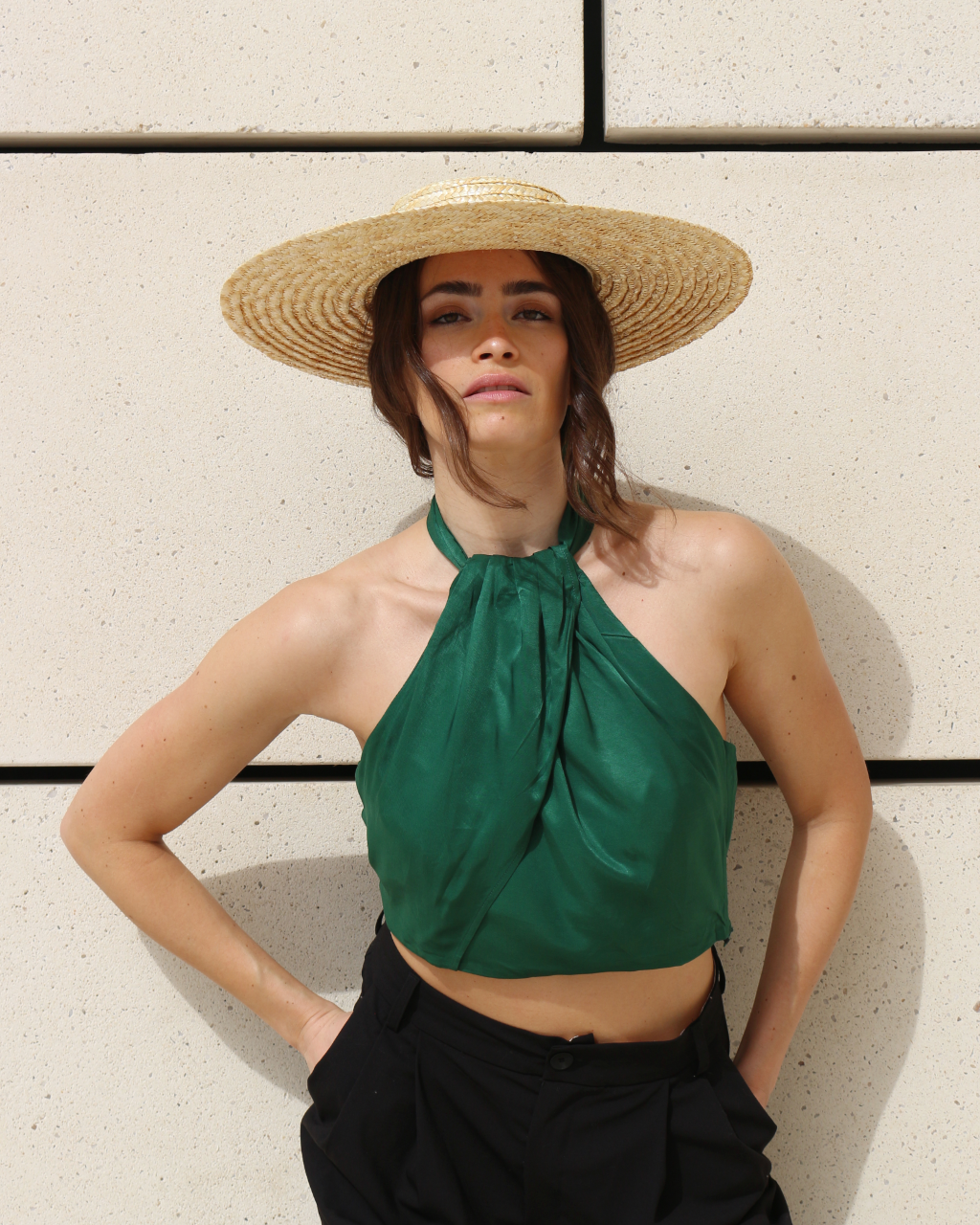 CHAPEAU CARLOTA . Noir Crème