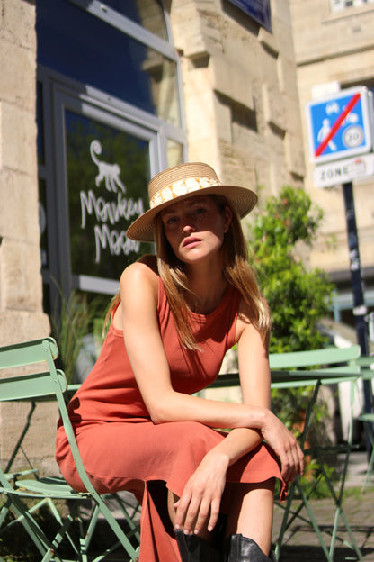 Chapeau de paille ARYA Camel. Taille réglable