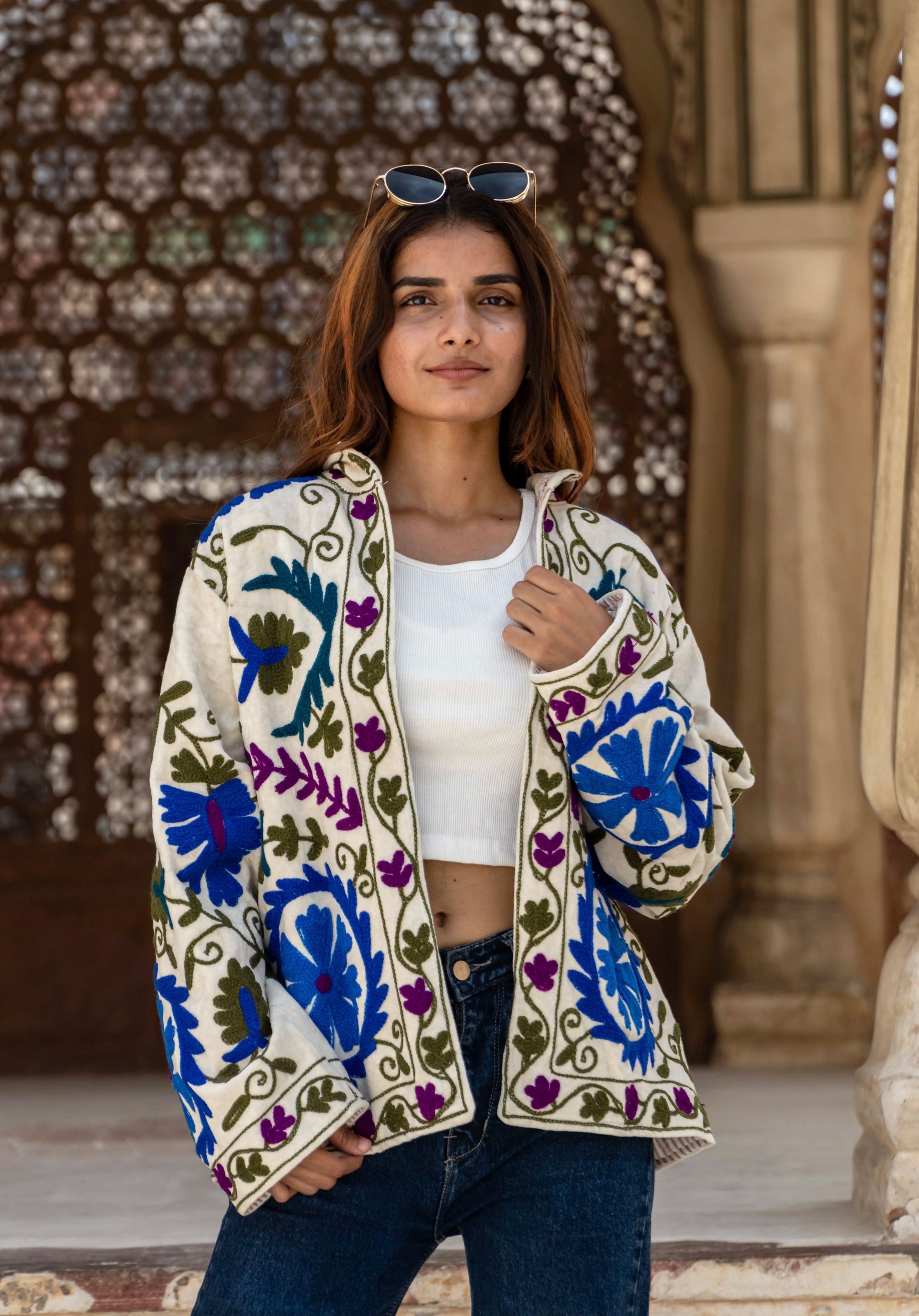 Veste Jaya Crème Bleutée