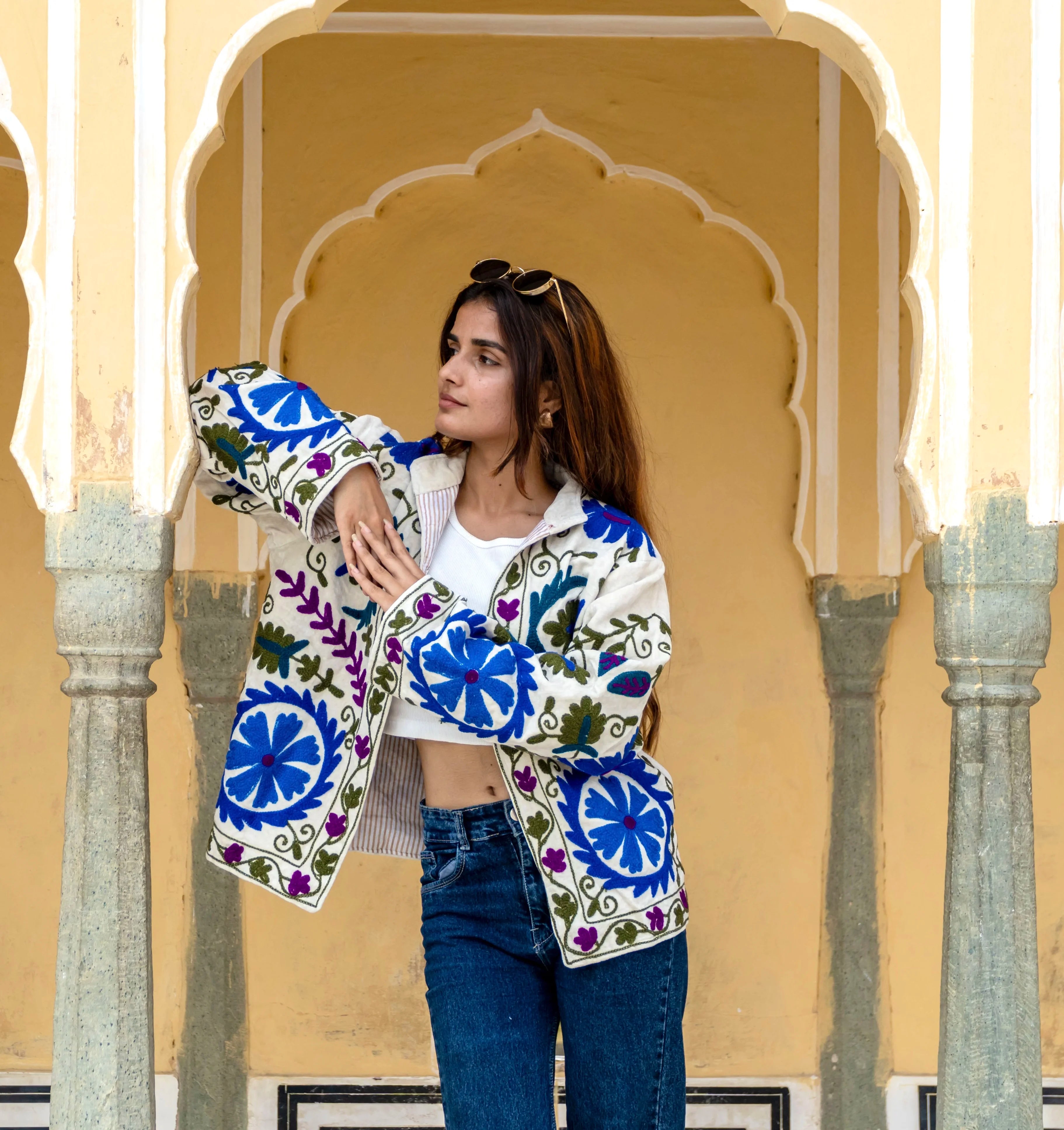 Veste Jaya Crème Bleutée