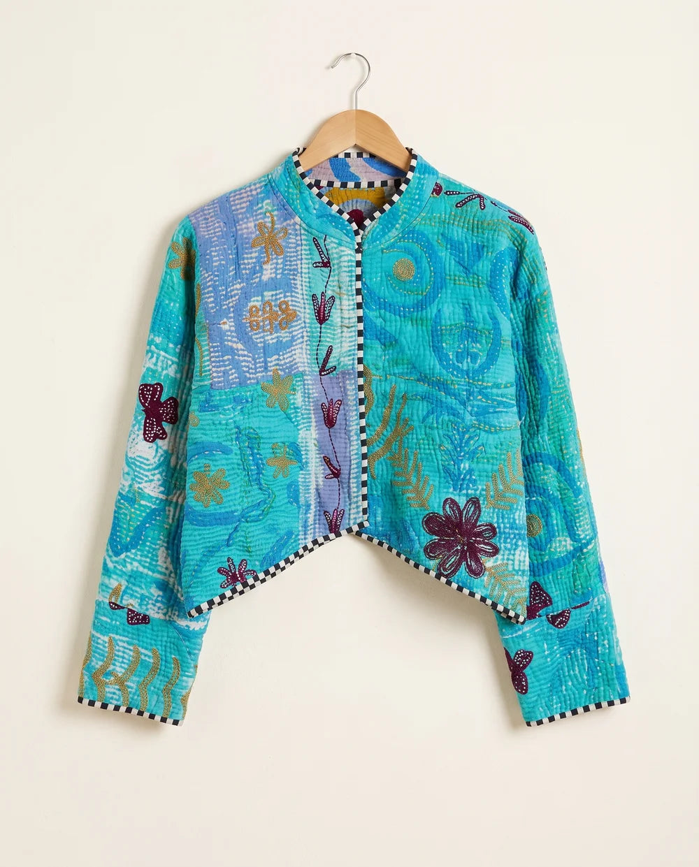 Veste Courte en Kantha Brodé Réversible — Pièce Unique N°1