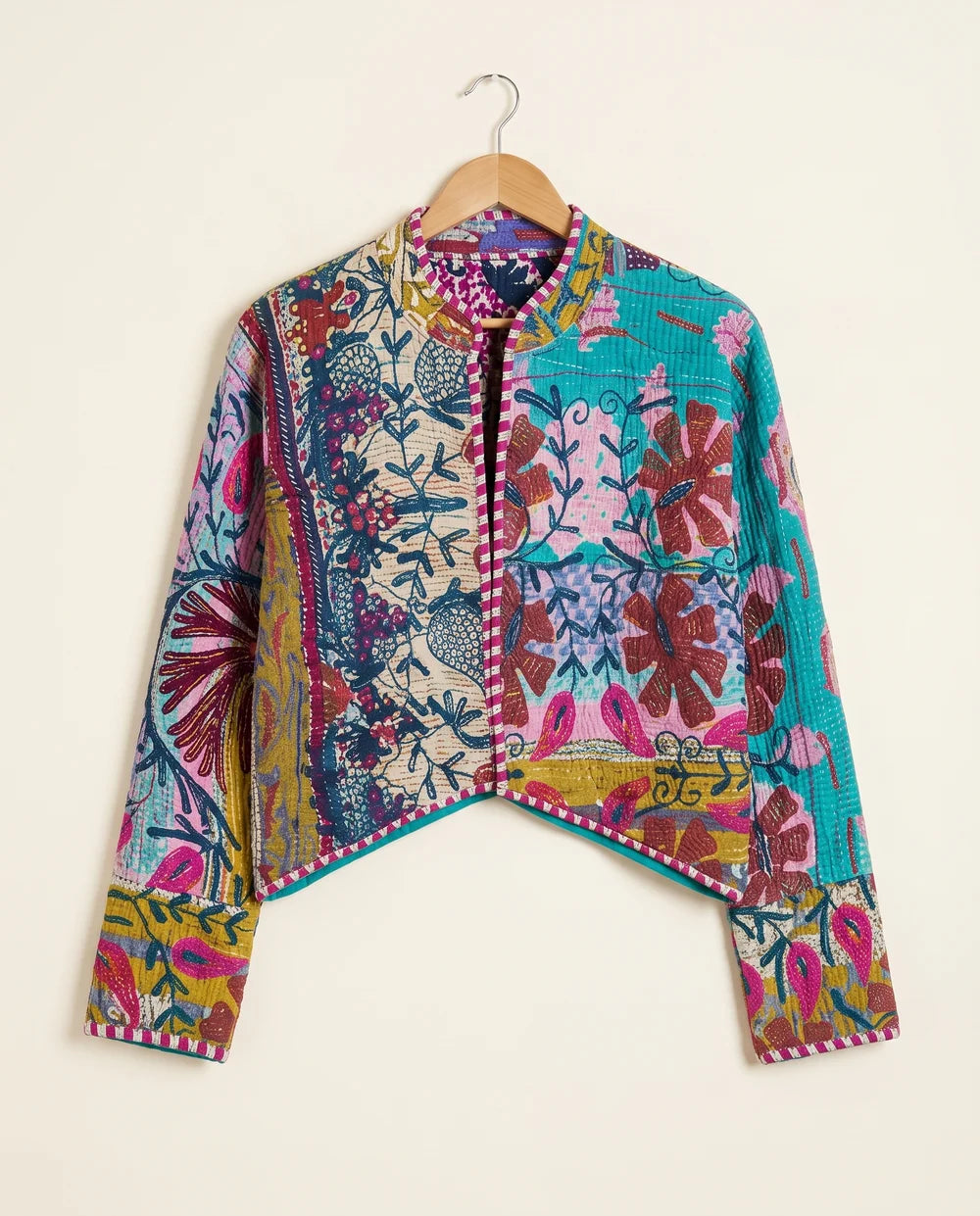 Veste Courte en Kantha Brodé Réversible — Pièce Unique N°2