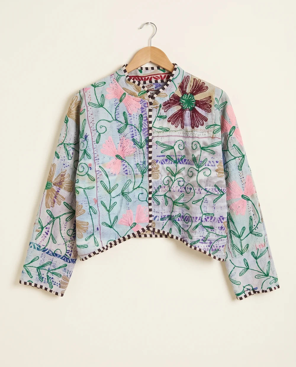 Veste Courte en Kantha Brodé Réversible — Pièce Unique N°5
