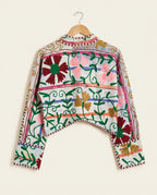 Veste Courte en Kantha Brodé Réversible — Pièce Unique N°5
