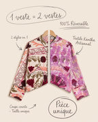Veste Courte en Kantha Brodé Réversible — Pièce Unique N°4