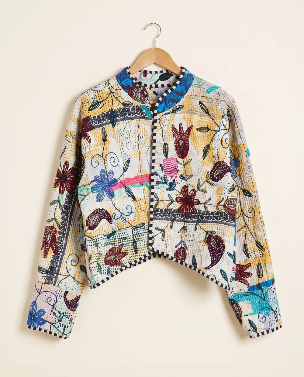 Veste Courte en Kantha Brodé Réversible — Pièce Unique N°11