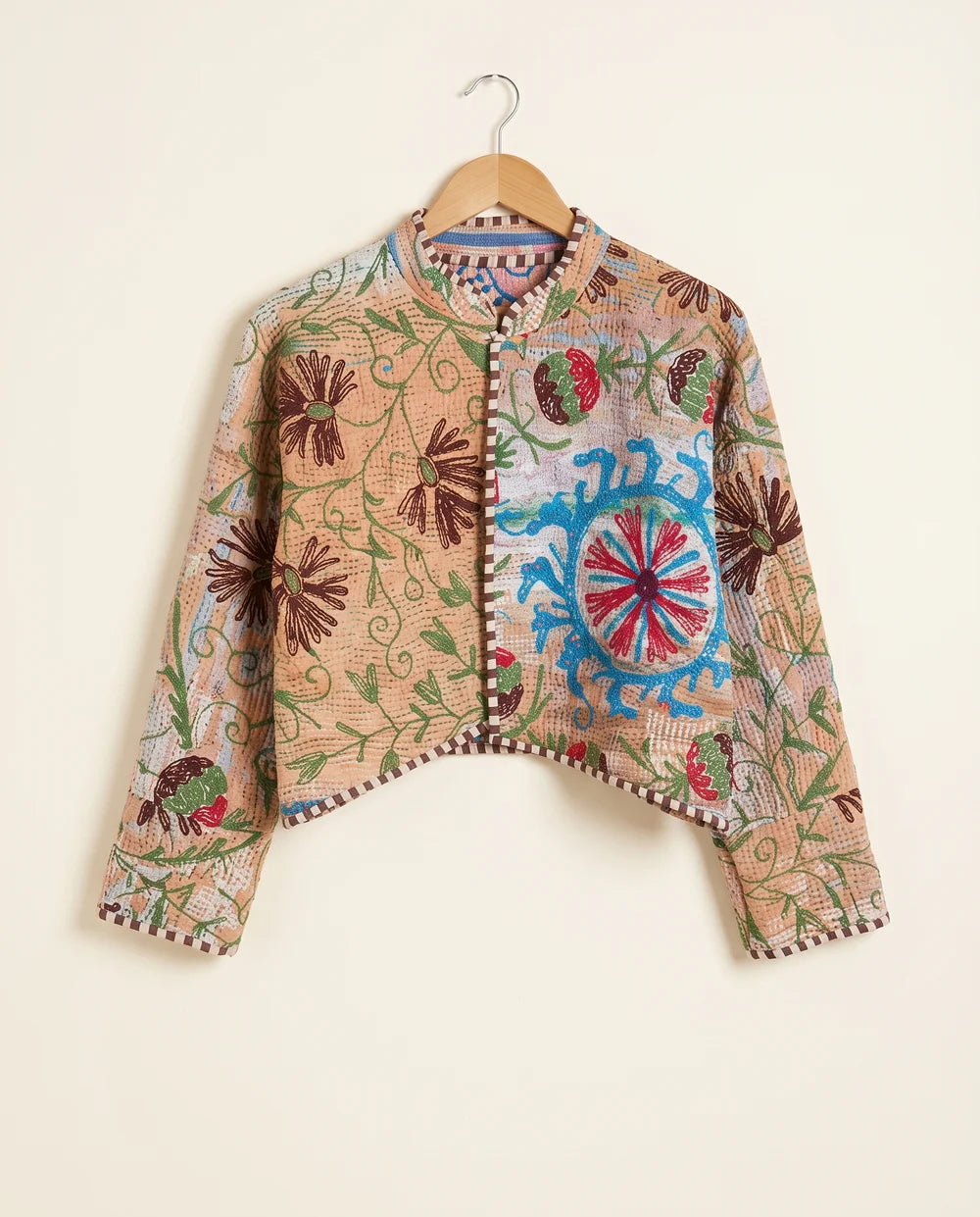 Veste Courte en Kantha Brodé Réversible — Pièce Unique N°6