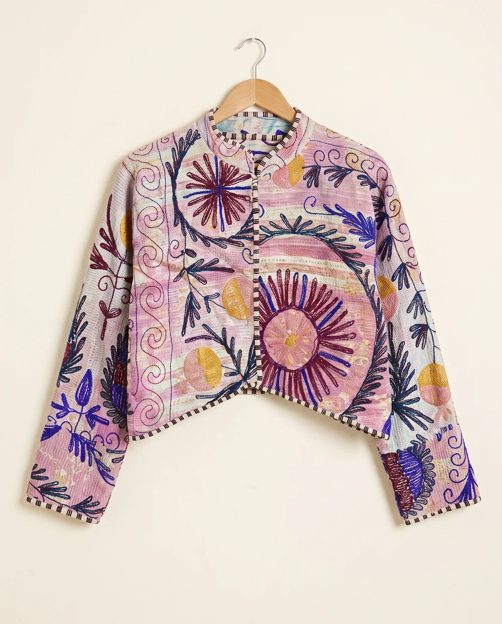 Veste Courte en Kantha Brodé Réversible — Pièce Unique N°3