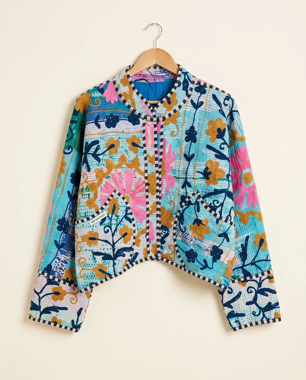 Veste Courte en Kantha Brodé Réversible — Pièce Unique N°8