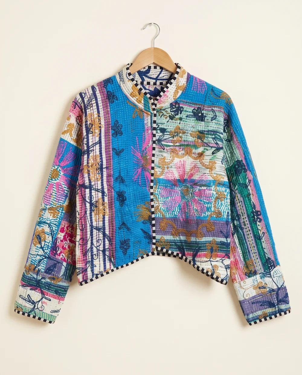 Veste Courte en Kantha Brodé Réversible — Pièce Unique N°8