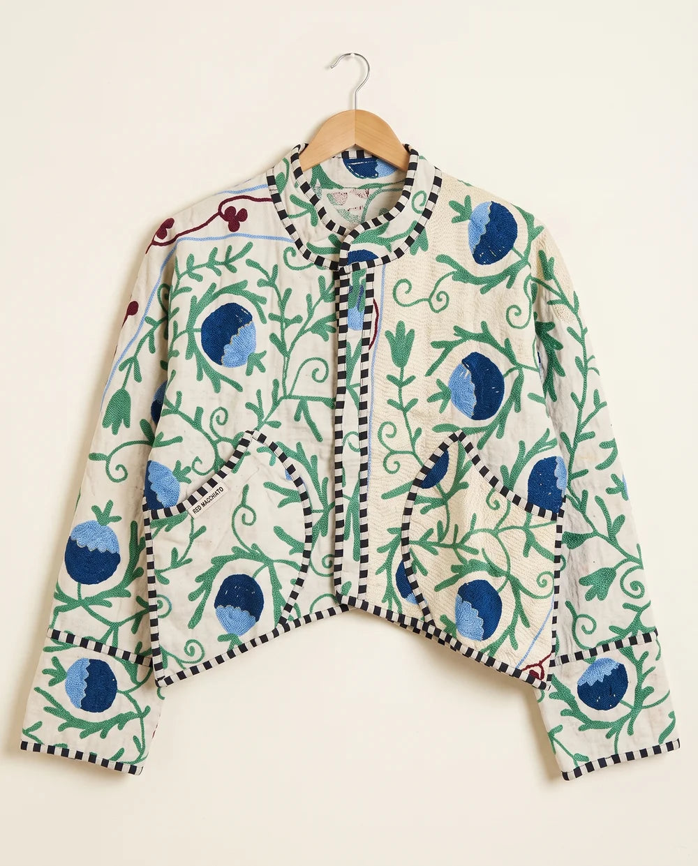 Veste Courte en Kantha Brodé Réversible — Pièce Unique N°7