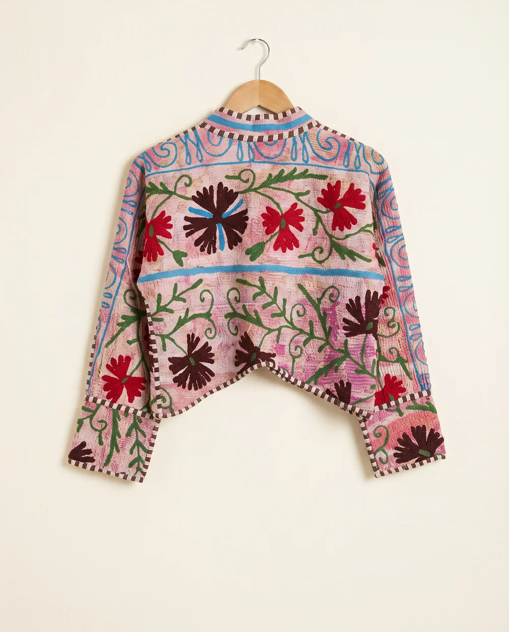 Veste Courte en Kantha Brodé Réversible — Pièce Unique N°6