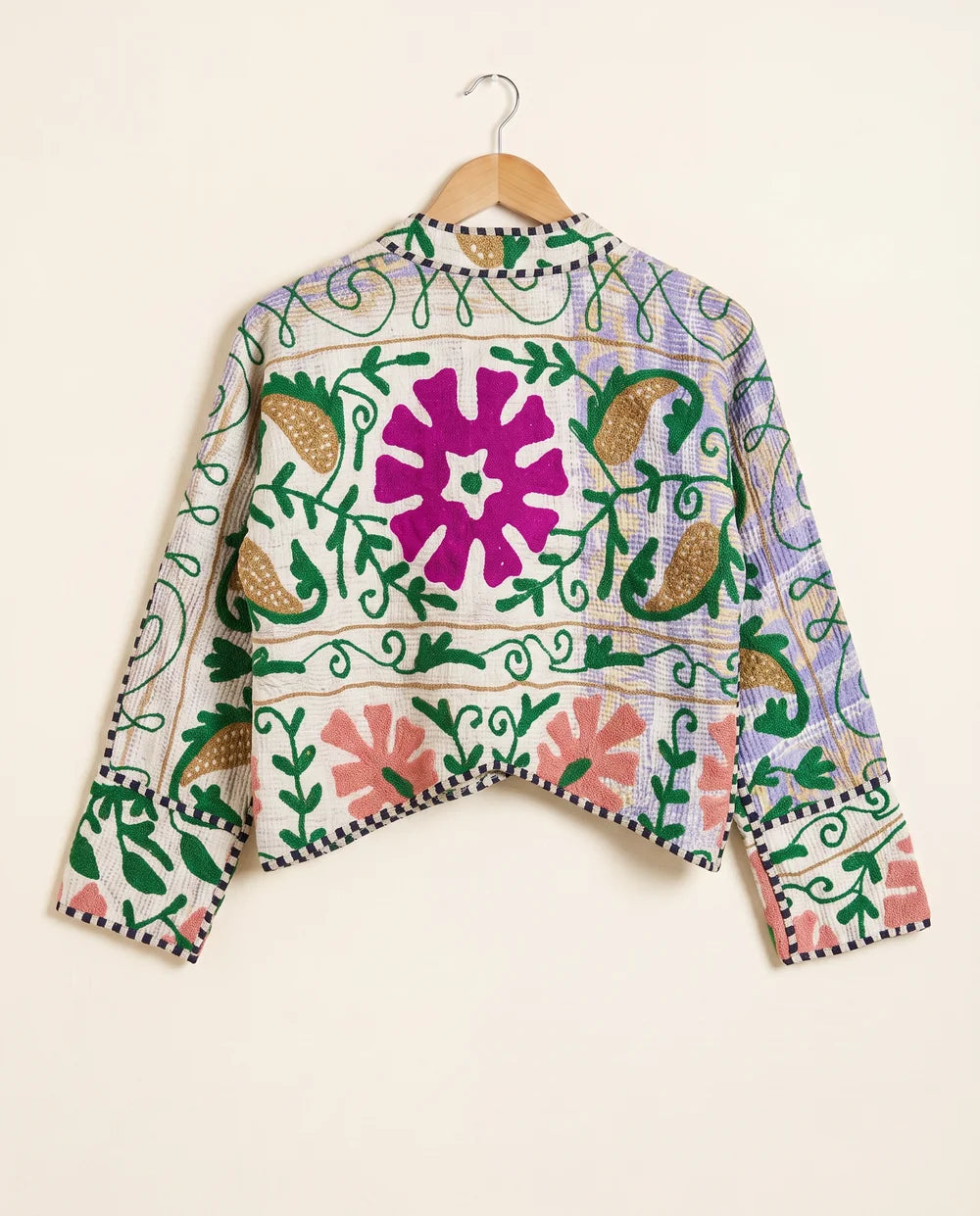 Veste Courte en Kantha Brodé Réversible — Pièce Unique N°9