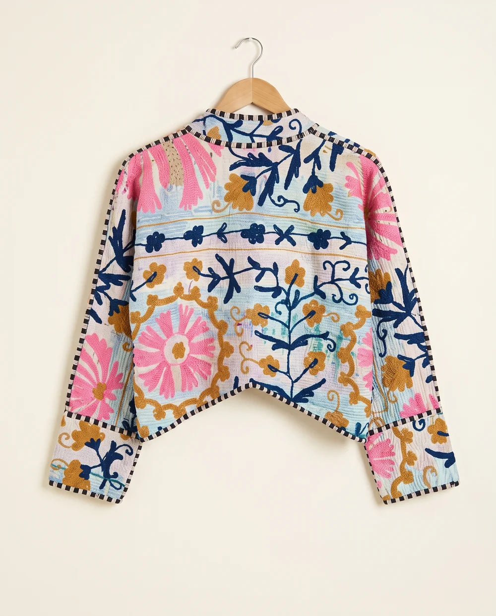 Veste Courte en Kantha Brodé Réversible — Pièce Unique N°8