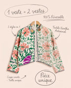 Veste Courte en Kantha Brodé Réversible — Pièce Unique N°9