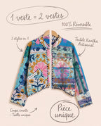 Veste Courte en Kantha Brodé Réversible — Pièce Unique N°8