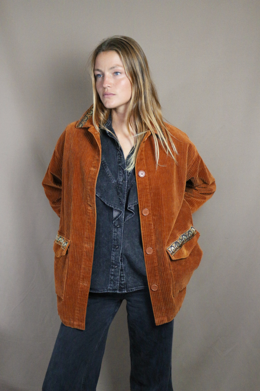 Veste Marron Velours Cotelé