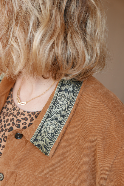 Veste Surchemise Velours Côtelé Terracotta