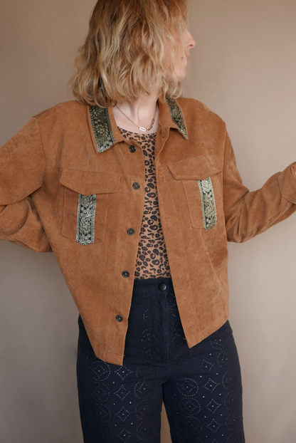 Veste Surchemise Velours Côtelé Terracotta